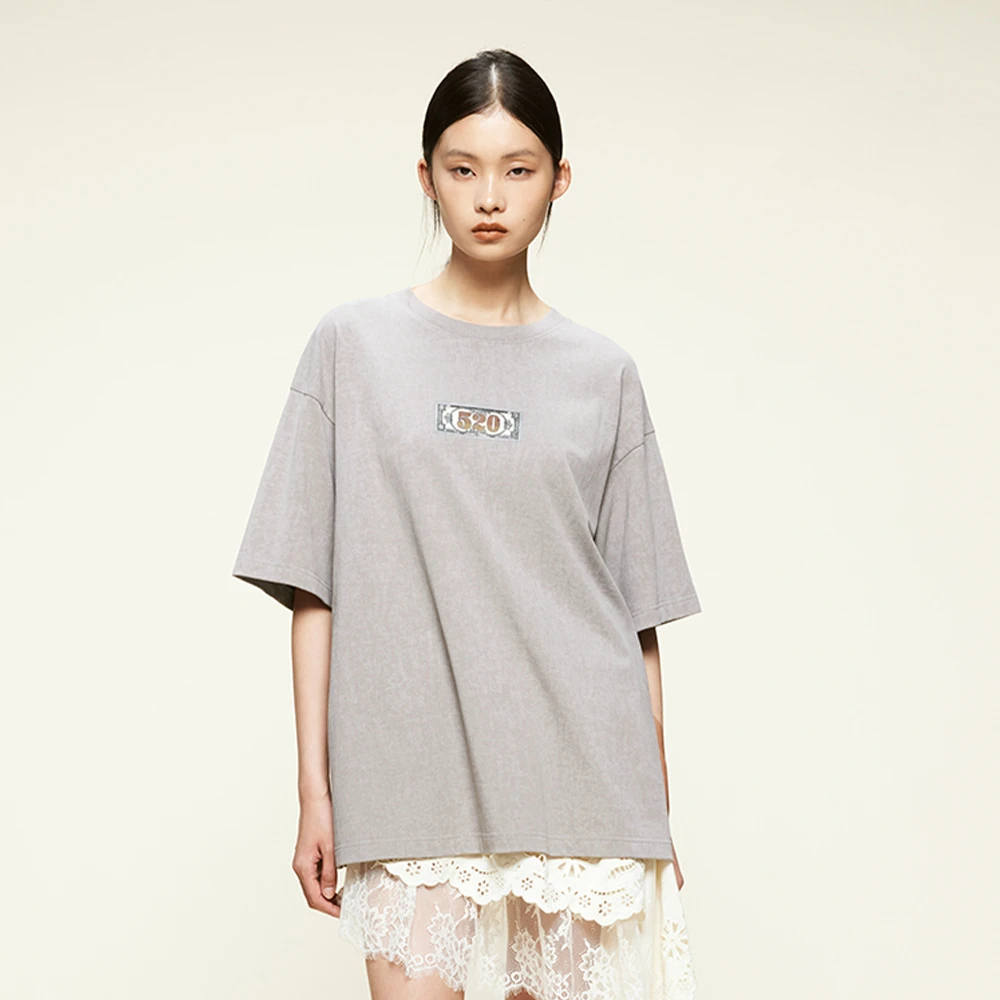 UOOYAA/乌丫「No money No honey」玩味纸钞印花T恤UY24262T106325