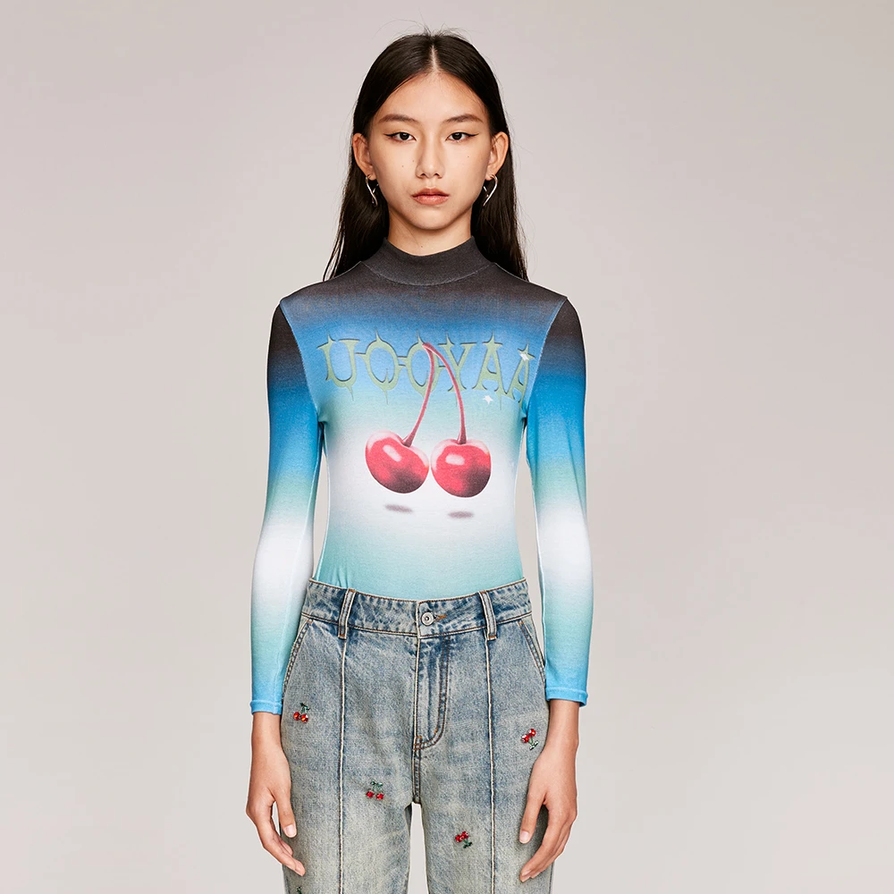 UOOYAA/乌丫渐变樱桃打底衫UY23412Z106359