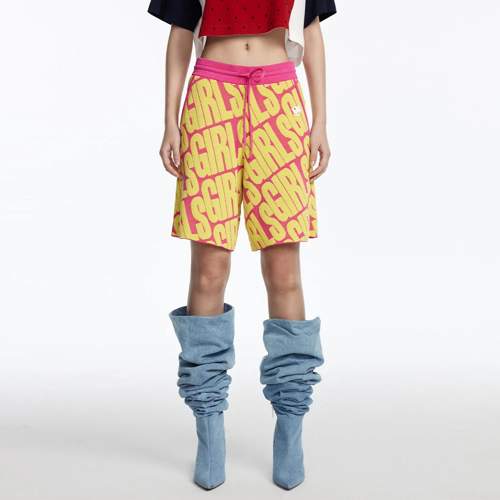 UOOYAA/乌丫「Sweet Girls」系列字母提花毛衫短裤UY23264M709126