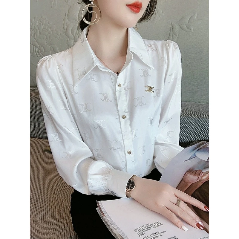 白色衬衫秋装2023年新款女高级感抗皱气质衬衣通勤设计感小众上衣