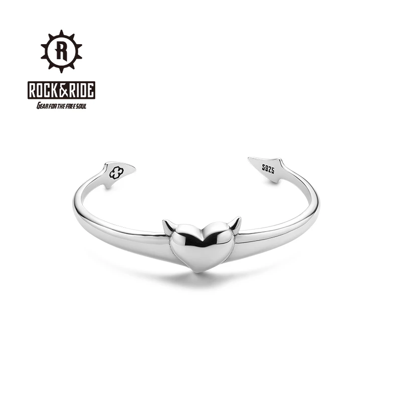 ROCK&RIDE 925银手镯 自由倾心系列 暗夜倾心手镯可调节男士手镯