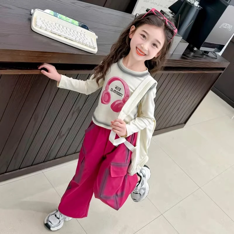 网红女童秋装套装2024新款洋气女孩工装裤两件套春秋儿童宝宝衣服