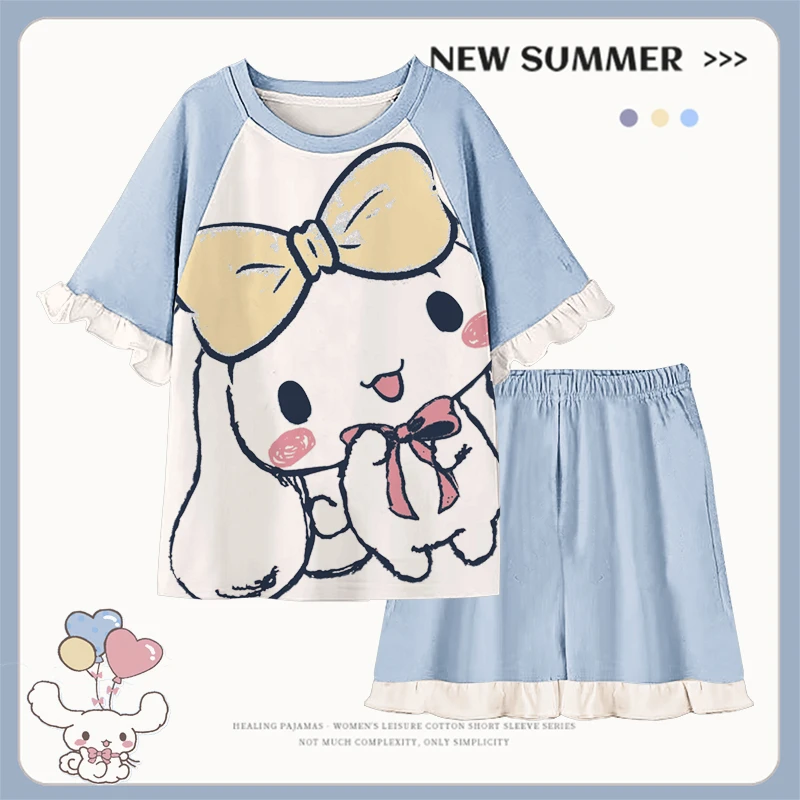 女童睡衣薄款夏季短袖纯棉儿童亲子母女中大童小女孩2023新款夏天