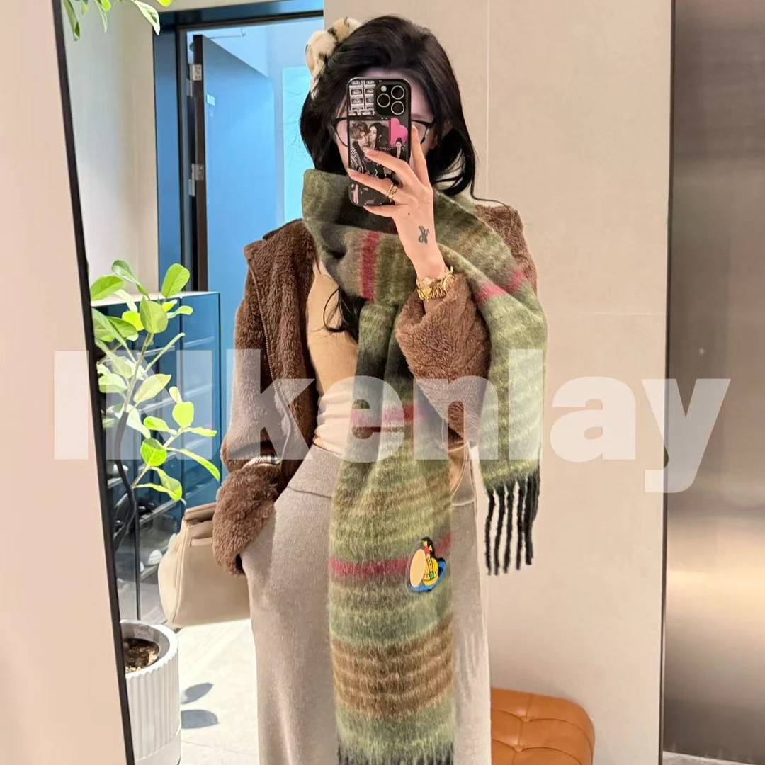 【INkenlay】围巾女款2024新款复古渐变拼色冬季氛围感围脖女