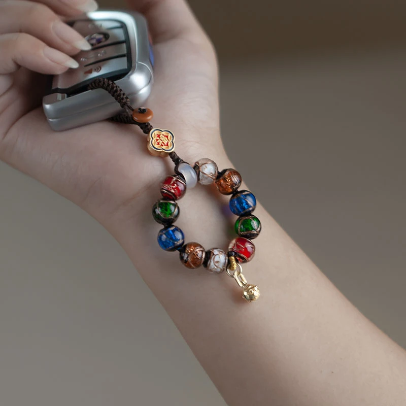 多宝五福琉璃指环钥匙扣男女精致平安钥匙挂件本命年高档礼物防丢