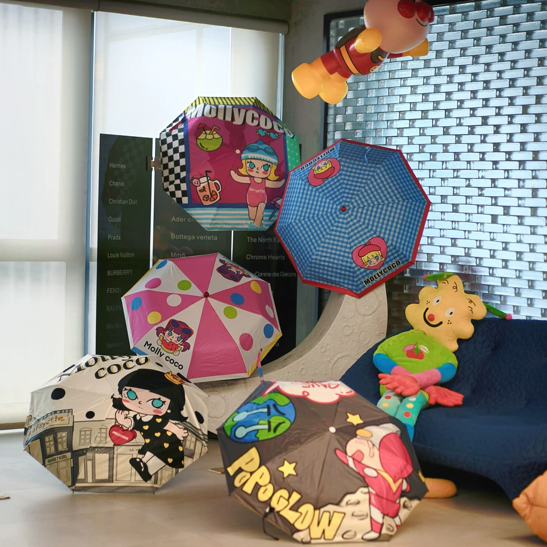 爱心mollycoco可爱晴雨两用防晒防紫外线折叠女高颜值户外遮阳伞