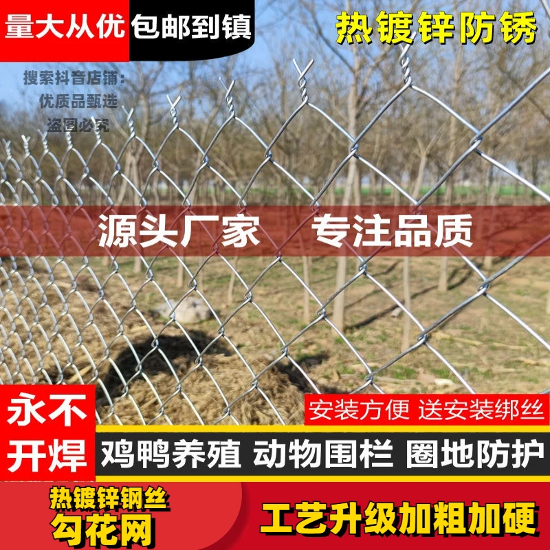 镀锌防锈铁丝网勾花网果园围栏网养殖鸡鸭狗牛羊护栏网隔离网栅栏