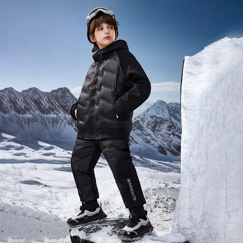 YAYA/鸭鸭品牌休闲时尚连帽羽绒服套装男女童G9066G007