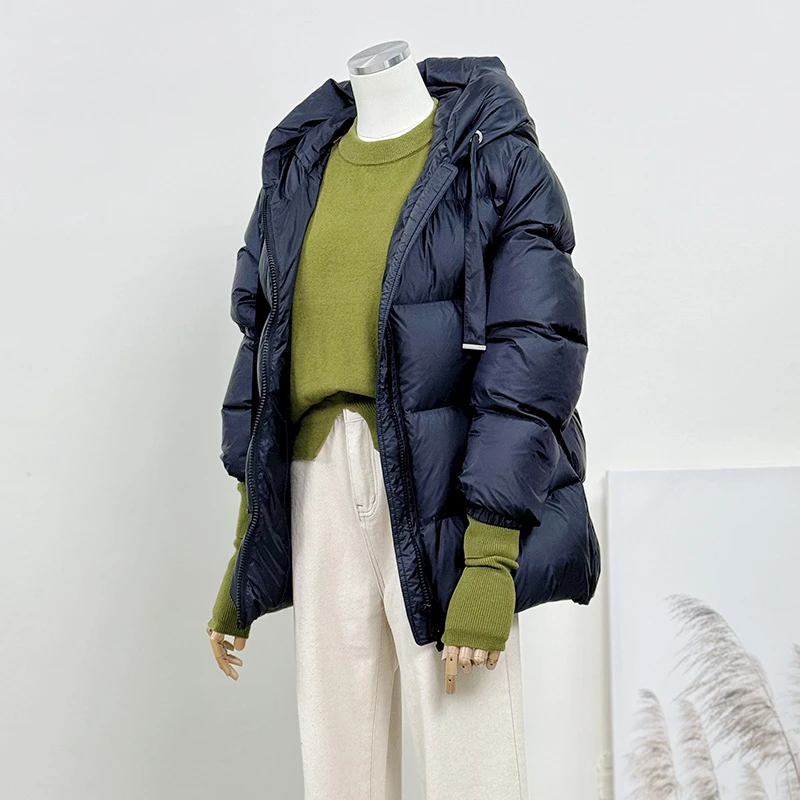【保暖羽绒服】90绒加厚中长款羽绒服时尚百搭冬季秋冬新款连帽保暖