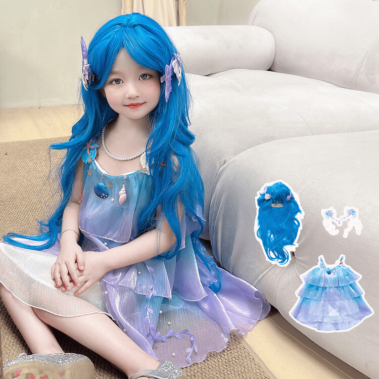 女童夏季新款朵莉亚cos服cosplay美人鱼公主裙小女孩超仙渐变裙子