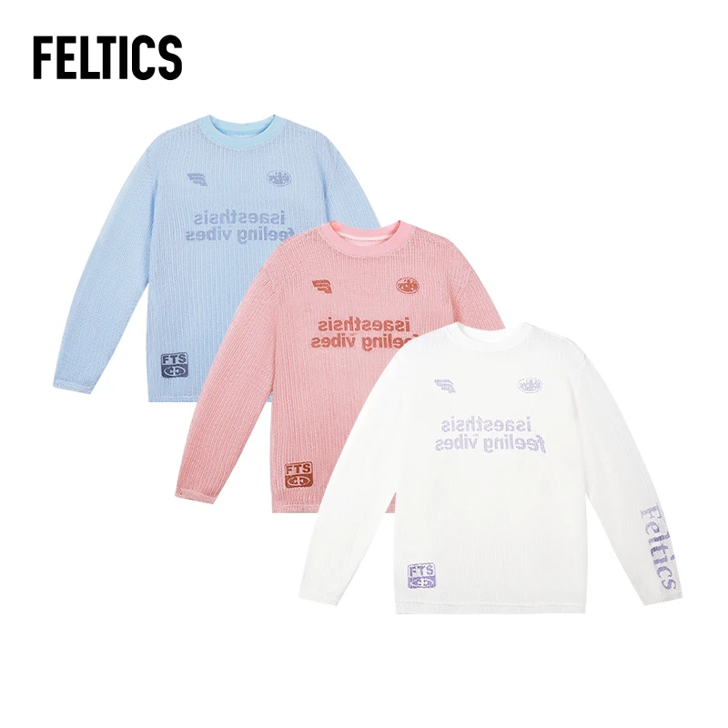 FELTICS【交个朋友专属】圆领情侣百搭重磅针织镜像字母印花长袖