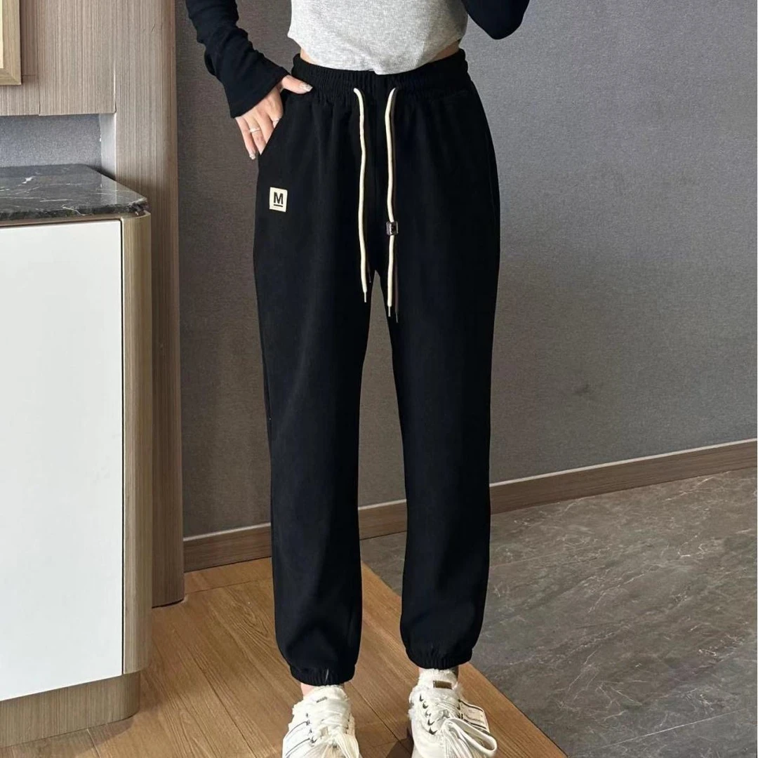 爆款M标-2024新款春秋冬高腰休闲卫裤宽松束脚哈伦裤