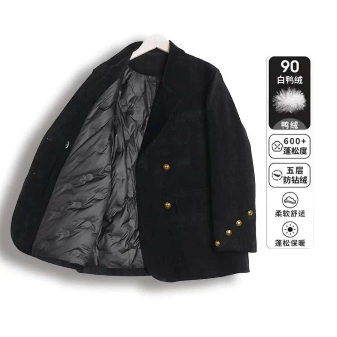短款90白鸭绒羽绒服西装外套24年新款复古韩版冬季保暖