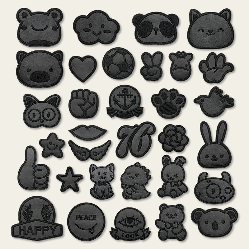 羽绒服的补丁贴自粘免缝黑色刺绣布贴修补贴布补衣服破洞无痕修复