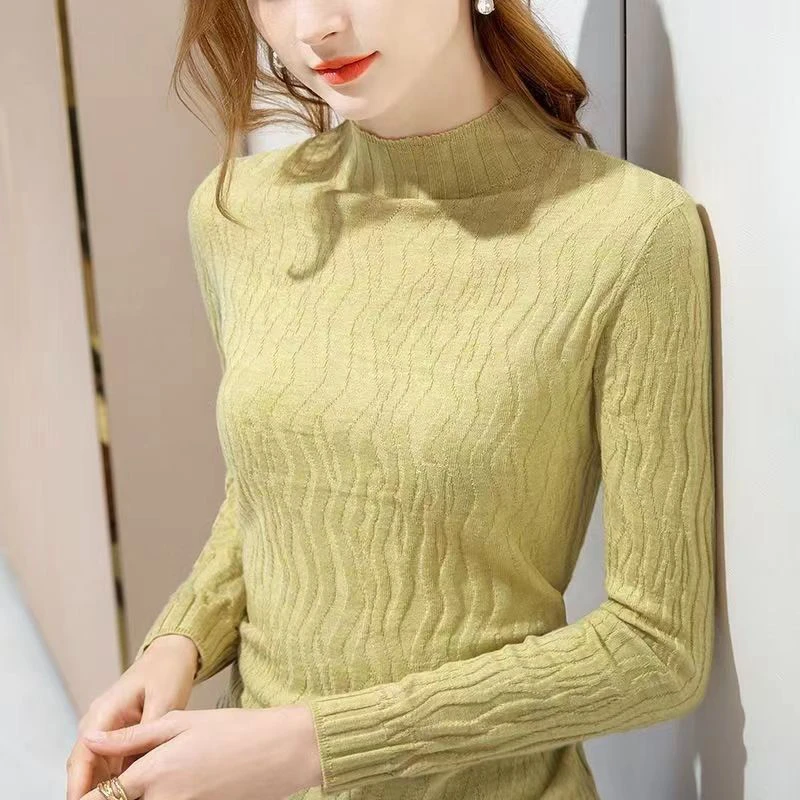 2024薄款羊毛衫女内搭半高领羊绒打底针织毛衣打底衫上衣女款