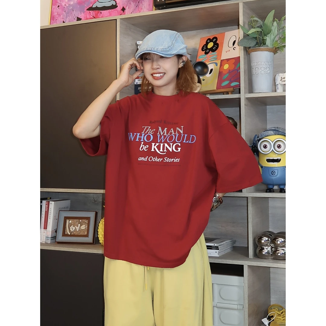 夏季宽松休闲百搭字母印花短袖T恤简约圆领半袖纯棉T201