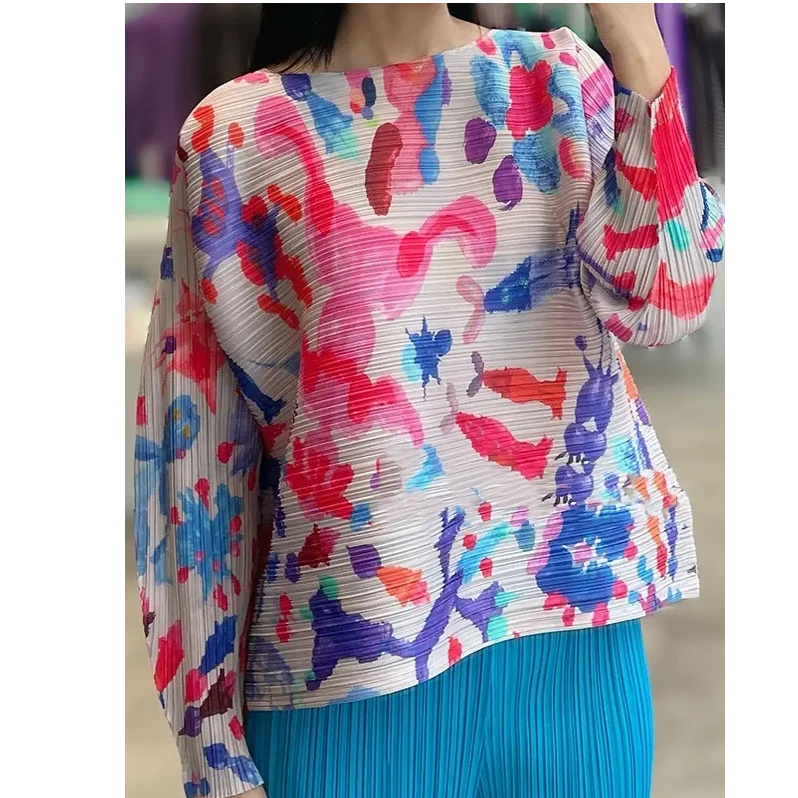 三宅褶皱2024秋季新款太空元素减龄休闲舒适T恤原料