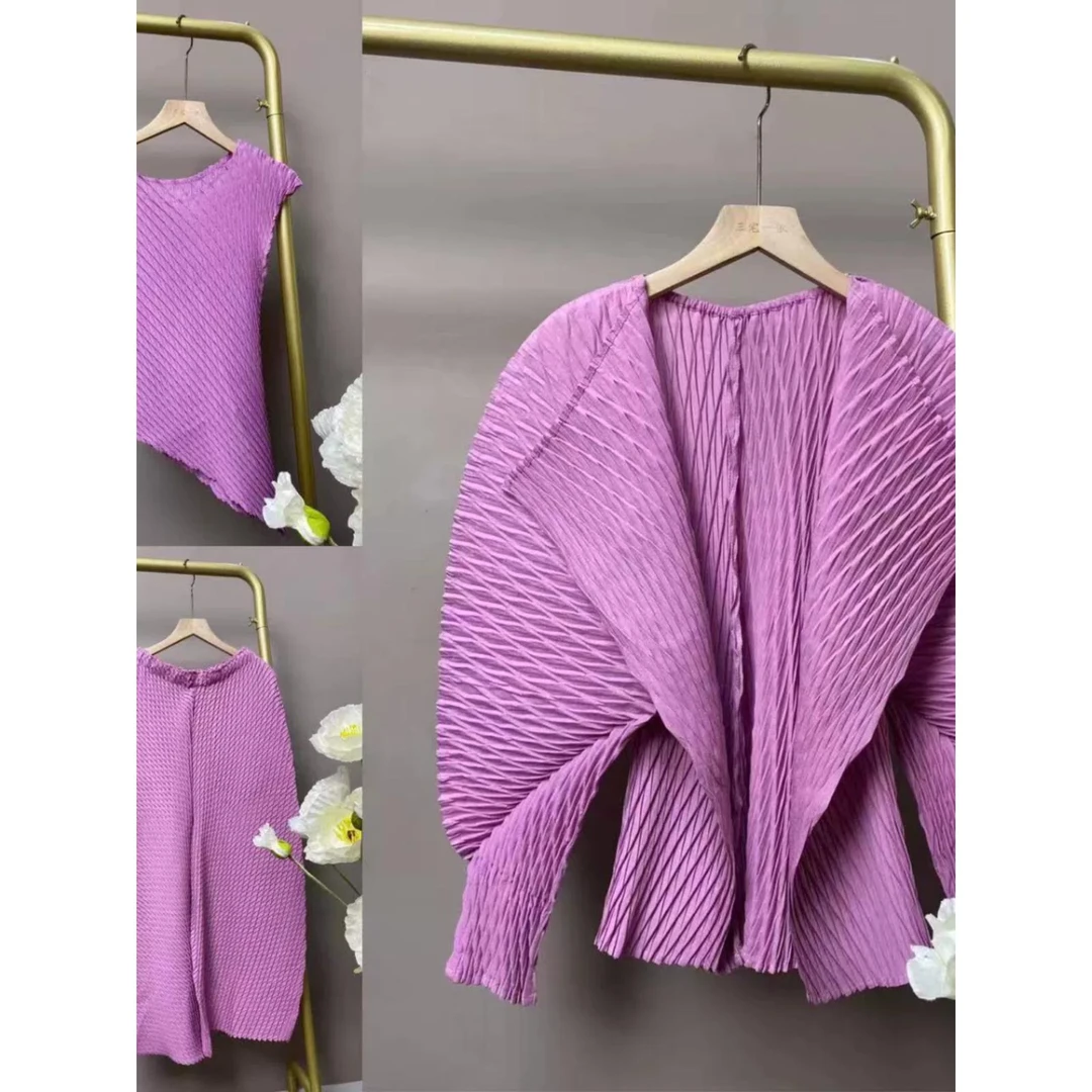 三宅依褶皱春季新柜同款大龙麟褶三件套洋气个性