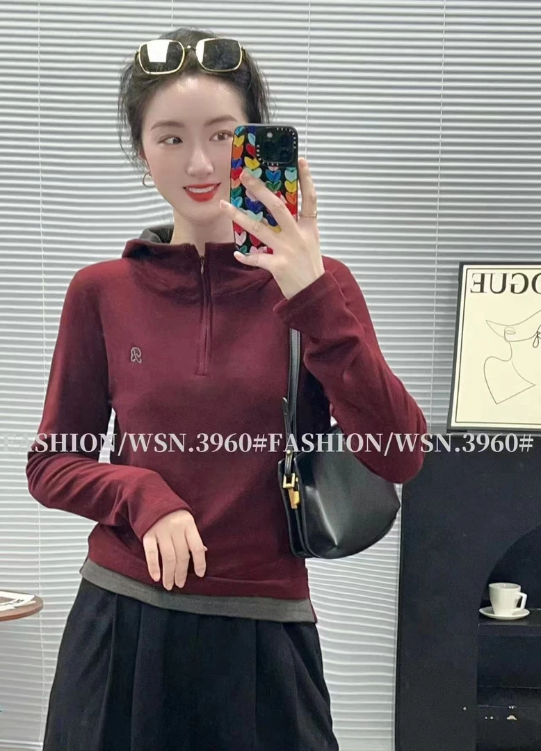 3960拉链连帽打底衫