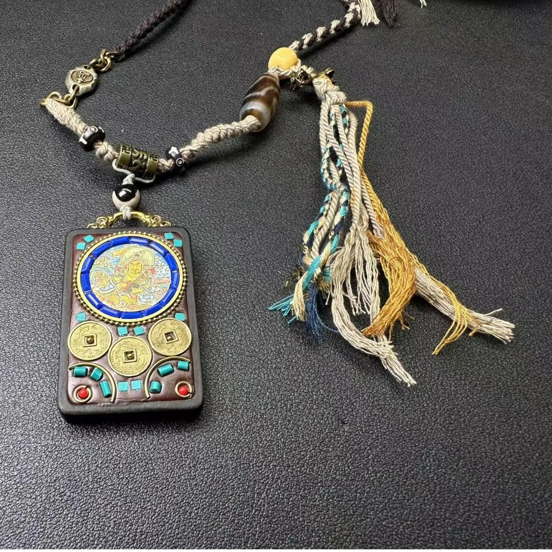 铜合金吊坠 1101-3个性黄铜黑檀木吊坠