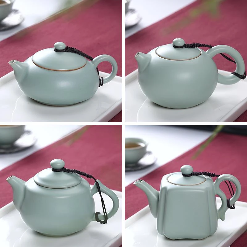 汝窑茶壶泡茶陶瓷茶具单壶瓷壶杯子套装西施壶天青汝瓷一人泡茶壶
