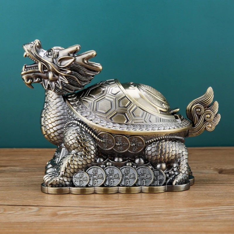 创意龙龟烟灰缸金属锌合金制造烟灰缸工艺品摆件办公桌送礼摆件
