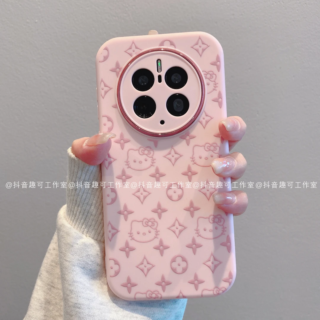 （华为mate50系列）金属小胖妹适用华为mate50pro手机壳粉色凯蒂