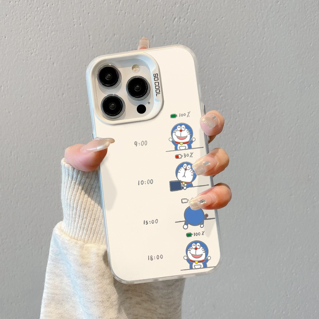 （苹果）磨砂彩银适用苹果17promax/16/15/14/13/12/11潮手机壳哆啦