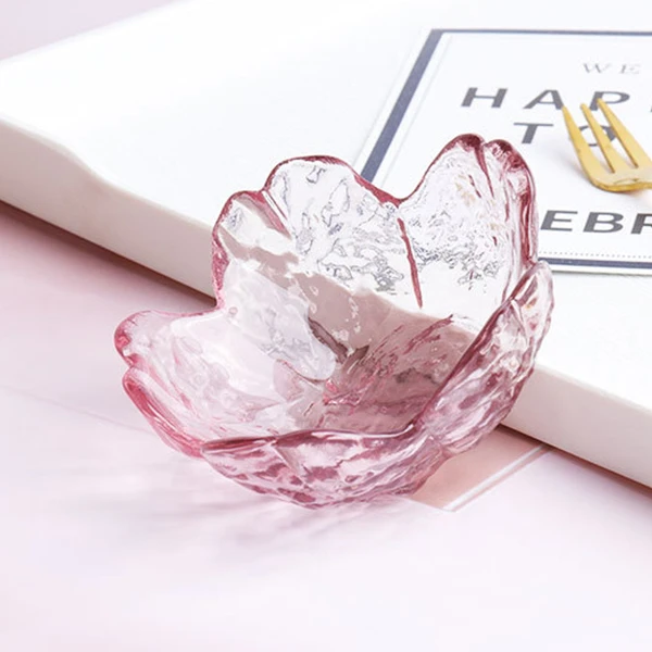 日式锤目纹粉色樱花玻璃味碟酱料碟小碟子醋碟火锅调料蘸料碟子