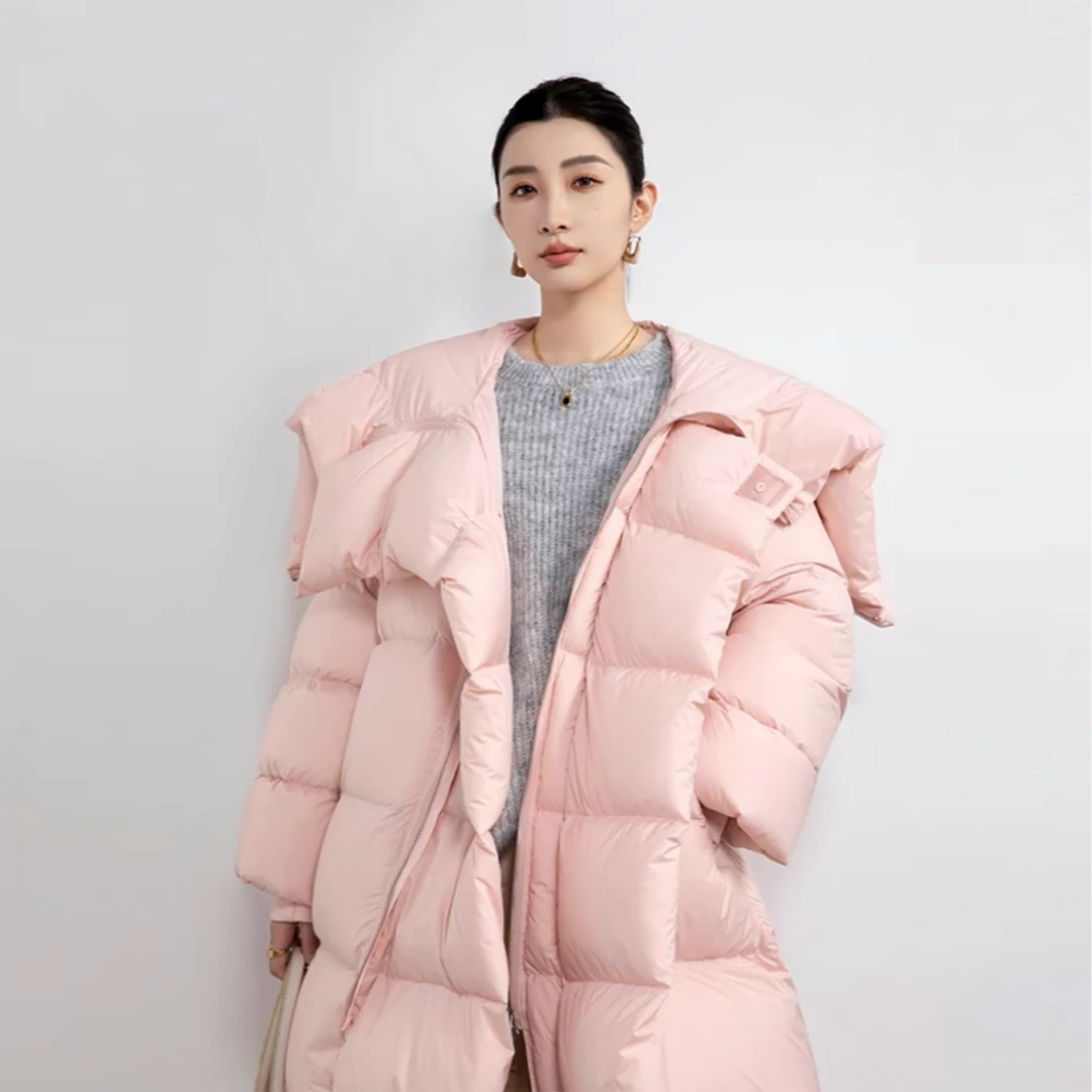 [JUYOUHONG]云朵90白鹅绒服2024冬季新款加厚保暖过膝外套