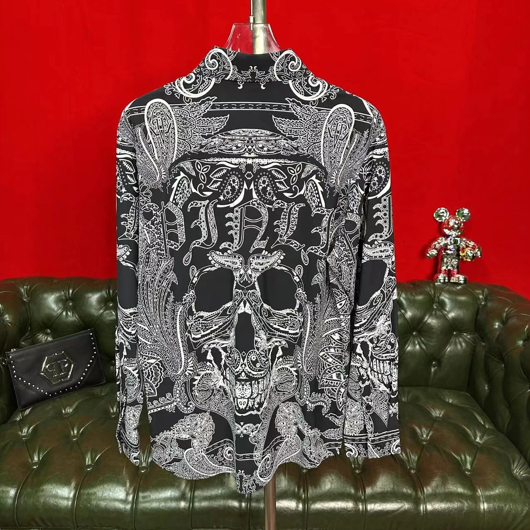 PP定制24新款潮流时尚百搭个性休闲印花钢标长袖衬衫24805