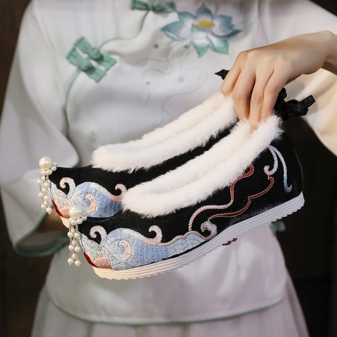 云芙鹿【波澜】新款复古中国风布鞋舒适气质百搭端庄典雅增高舞蹈鞋