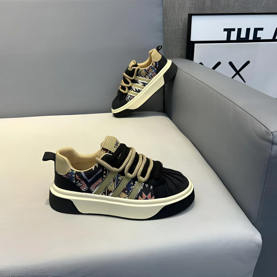 秋冬新款男鞋厚底皮面拼接韩版潮男时尚百搭男简约轻奢男士休闲鞋