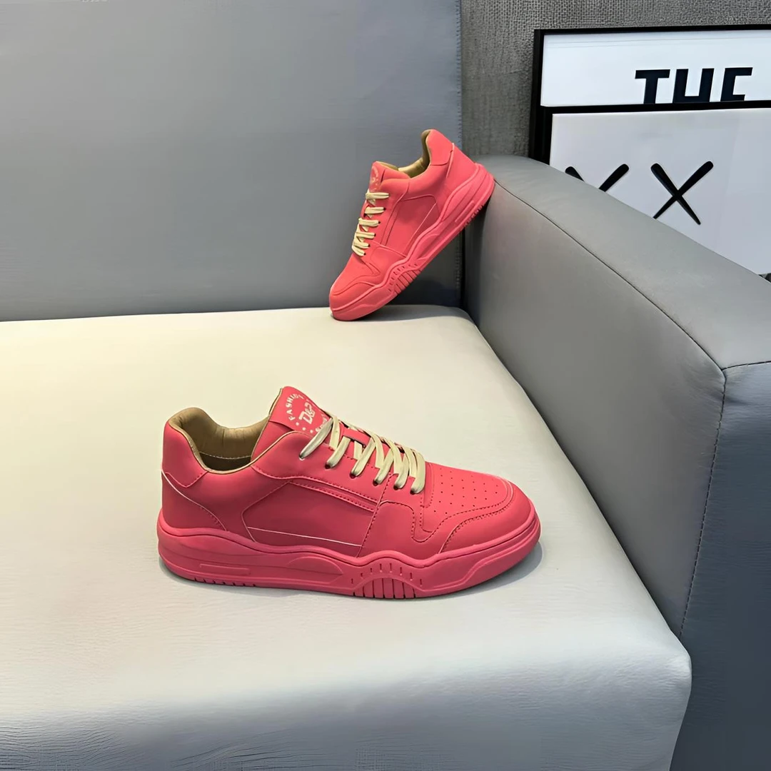 秋季新款纯色皮面低帮系带款软底显瘦时尚休闲百搭潮流个性男鞋