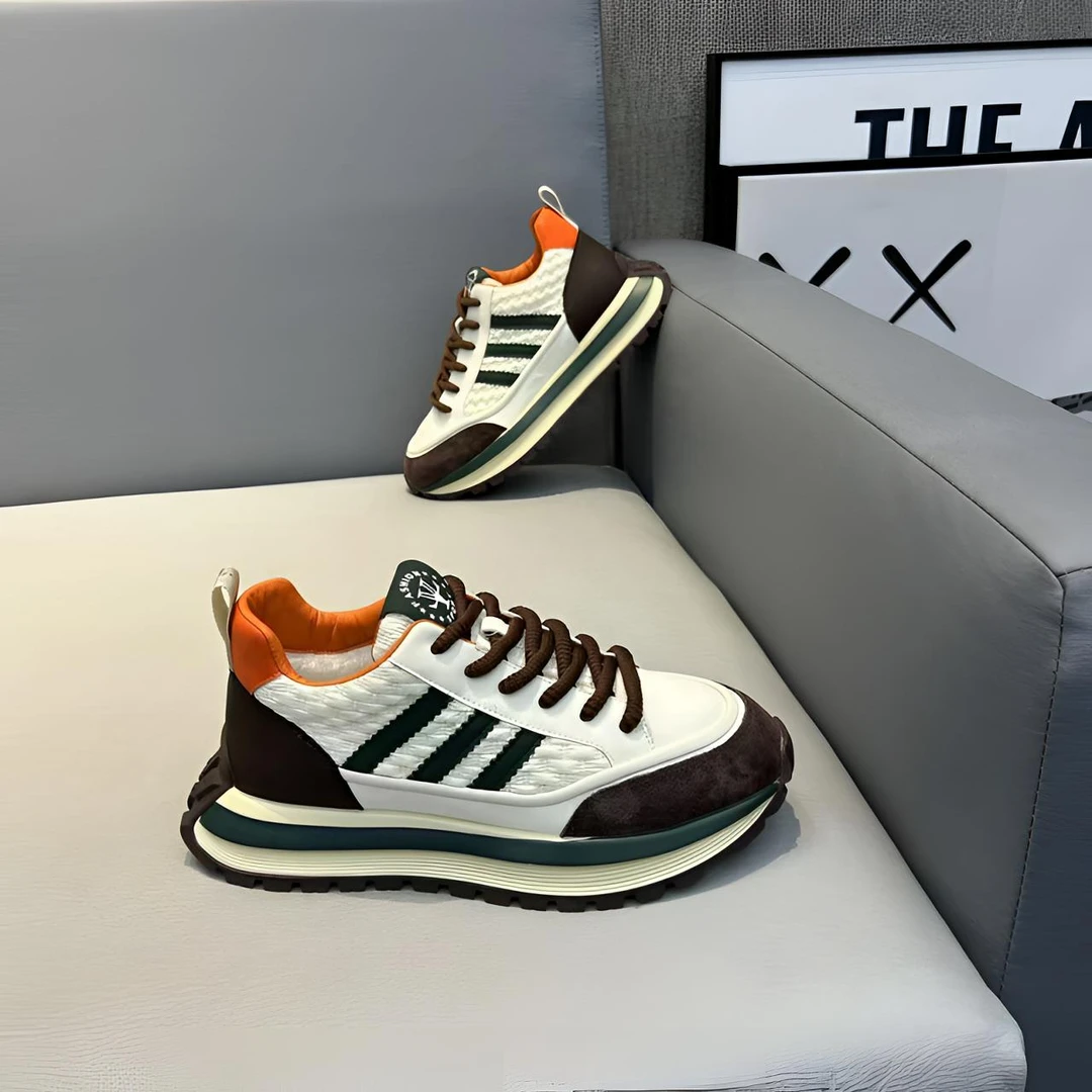 秋冬新款男鞋皮面欧洲站轻奢厚底韩版百搭时尚简约潮流男士休闲鞋