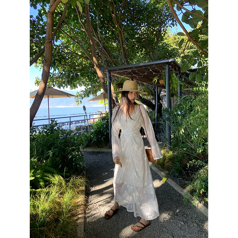 【初见】RARE ME 国风新中式刺绣收腰连衣裙复古优雅浪漫