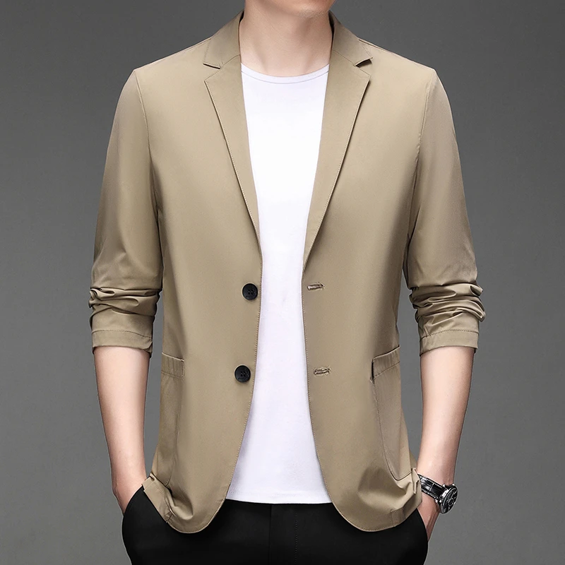 秋季男装西服两粒单排扣直筒型平驳领无开衩商务绅士