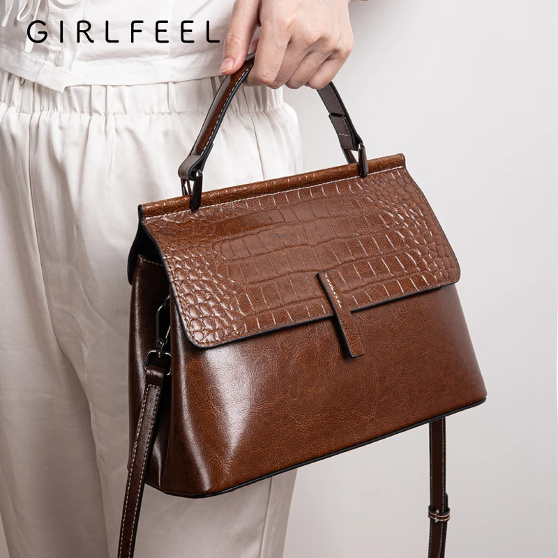 girlfeel/歌菲妮时尚真皮女包大气单肩包质感手提包