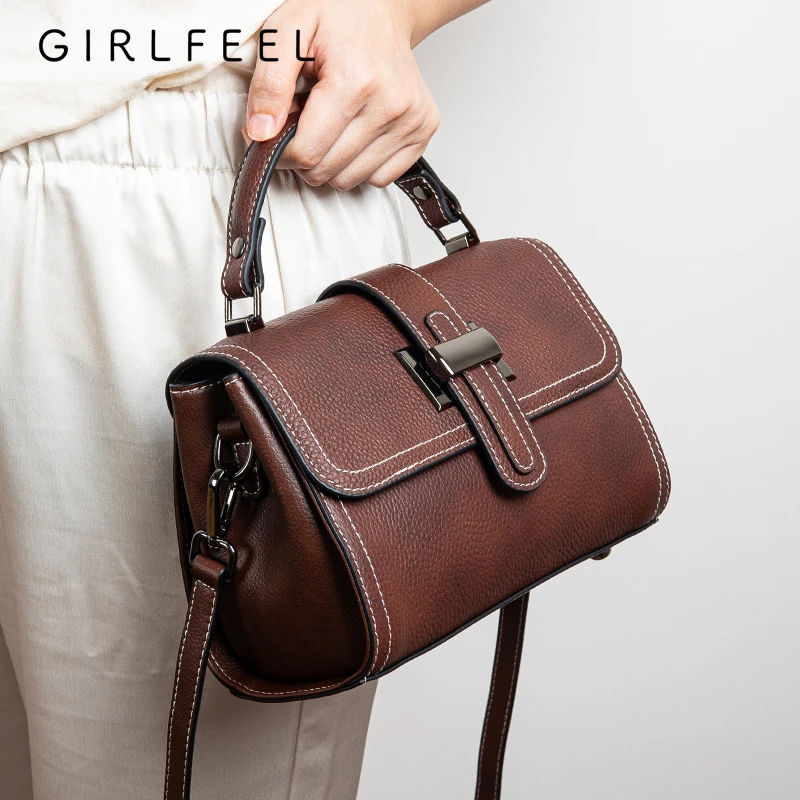 girlfeel/歌菲妮新款潮时尚手提包斜挎包百搭单肩包轻奢真皮女包