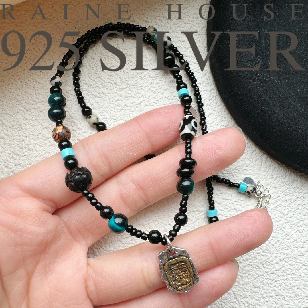 925银银制品 【扎基拉姆】925银复古吊坠项链 手工42+5cm百搭