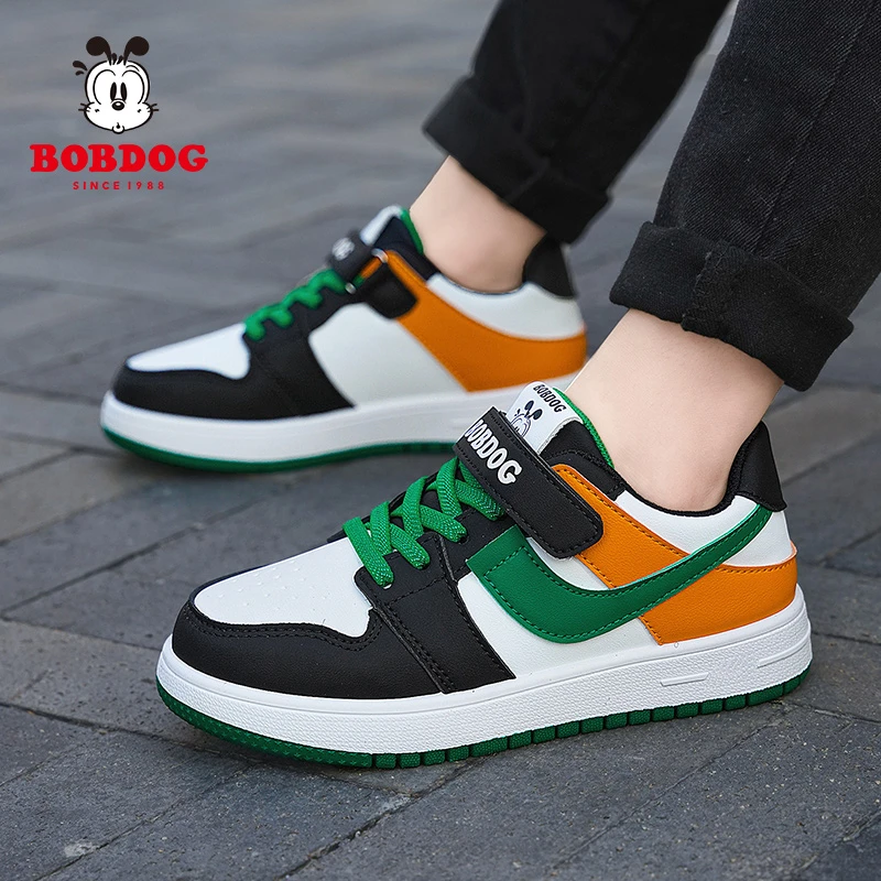 巴布豆男童运动鞋2025春秋季新款儿童皮面防水小学生板鞋休闲鞋子