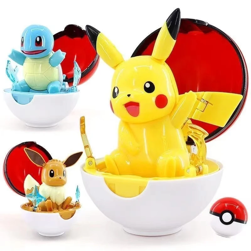 正版爆开精灵球玩具神奇宝贝皮卡丘伊布杰尼龟可变形耿鬼男孩礼物