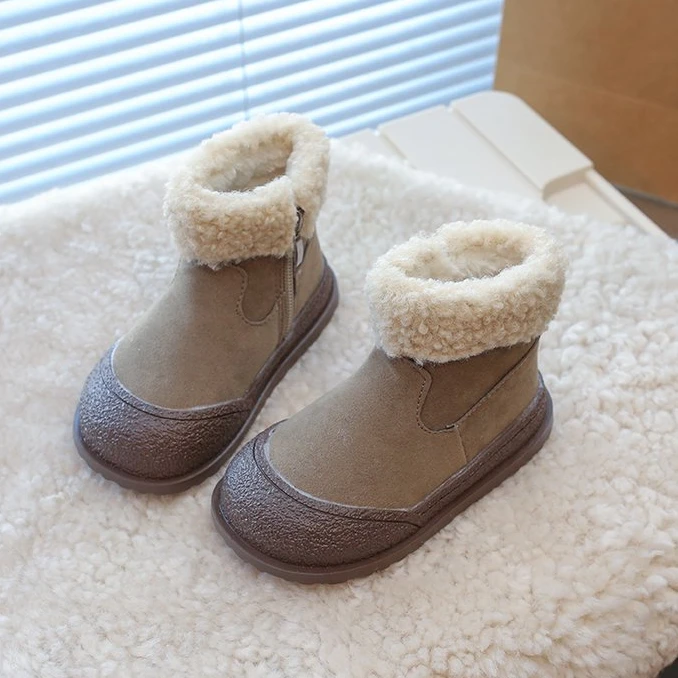 冬季加厚保暖男女宝宝大棉靴子防滑软底幼童马丁靴2-6岁毛毛短靴
