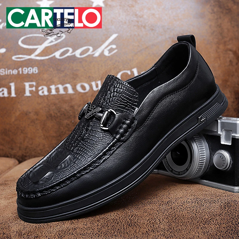 卡帝乐鳄鱼男士鳄鱼纹豆豆鞋春夏商务休闲乐福男鞋一脚蹬休闲皮鞋
