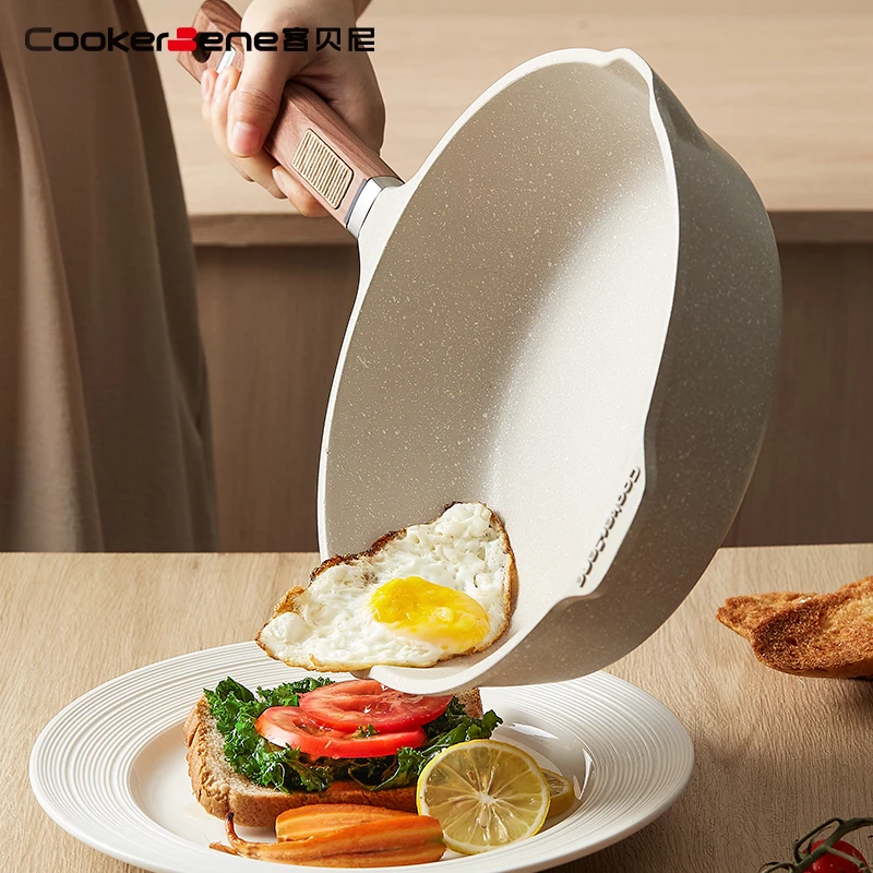 CookerBene三合一早餐锅麦饭石平底不粘锅家用煎蛋牛排煎锅通用