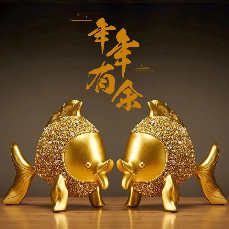 年年有余入户玄关金鱼摆件客厅酒柜电视柜软装装饰品