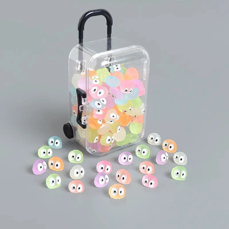 夜光迷你可爱小精灵黑炭煤球桌面小摆件diy玩具树脂装饰配件创意