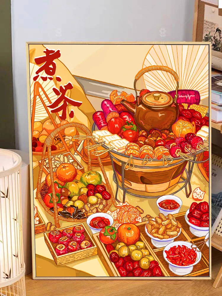 2024新款十字绣围炉煮茶大格四股线满绣无勾边42颜色【裸包无针】