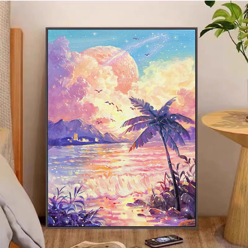 椰香海岸2025新款十字绣大格满绣56颜色手工绣【裸包无针】