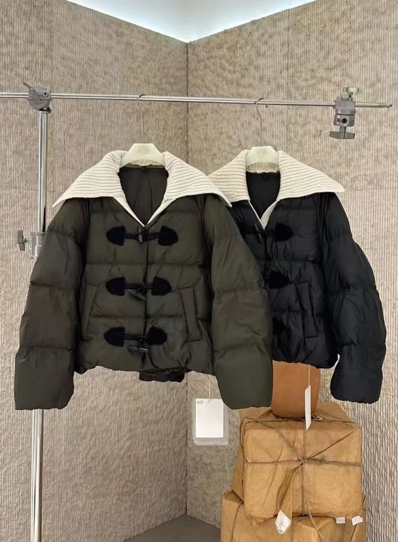 【济州岛】和家 撞色灯芯绒翻领短款保暖羽绒服X6802